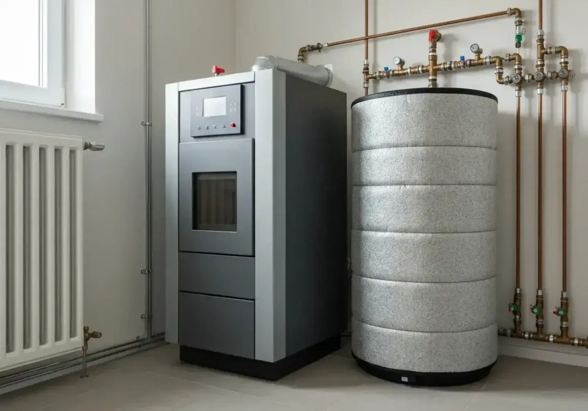 Nowoczesny piec na pellet 15kW z zasobnikiem ciepła. Idealny bufor do pieca 15kw, zapewniający efektywne ogrzewanie.