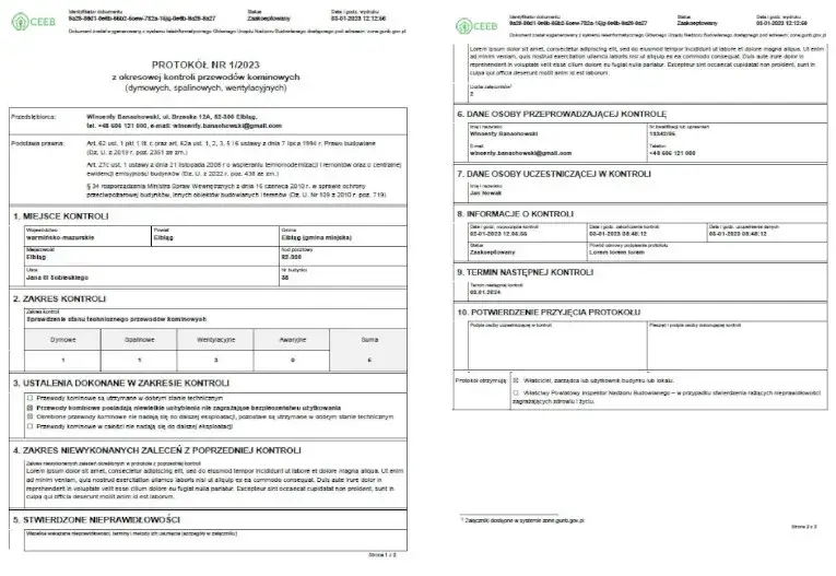E-protokół CEEB na ekranie komputera z danymi nieruchomości